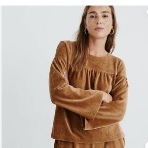 Madewell Tan Velour Blouse